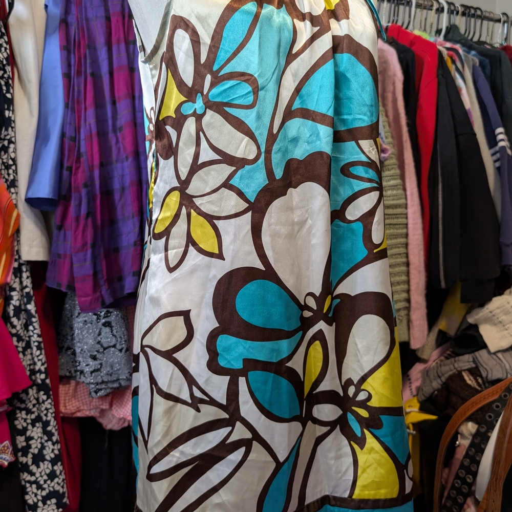 *Sold*Floral Halter Dress - Blue, Yellow, Brown - Picture 2 of 5
